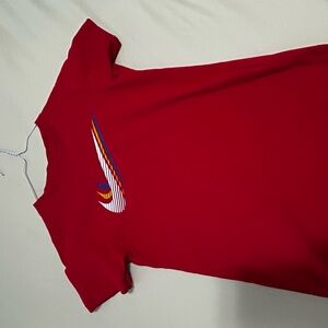 Nike Red Tee with Colorful Stripes
